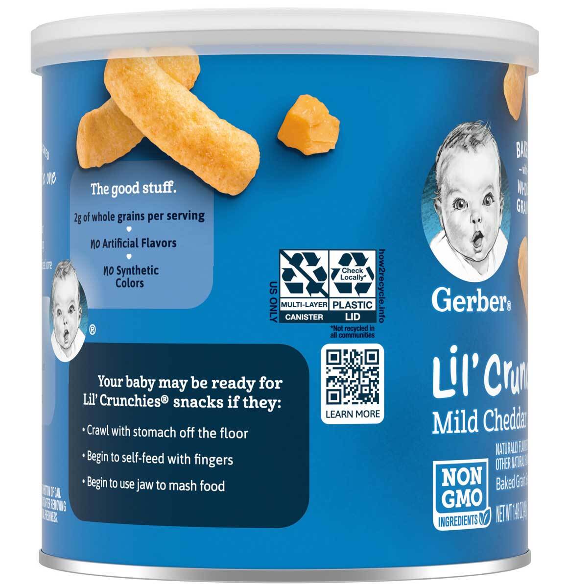 Gerber Lil Crunchies Mild Cheddar Baby Snack 8 Months 1.48 Oz