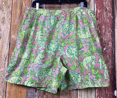 Lilly Pulitzer Men's Swim Trunks Sz XL Pink & Green Lions Print
