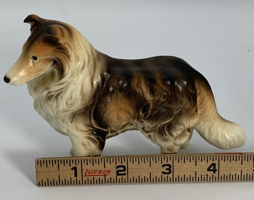 Statuina cane in piedi vintage Collie Lassie porcellana osso Cina - Foto 5 di 5