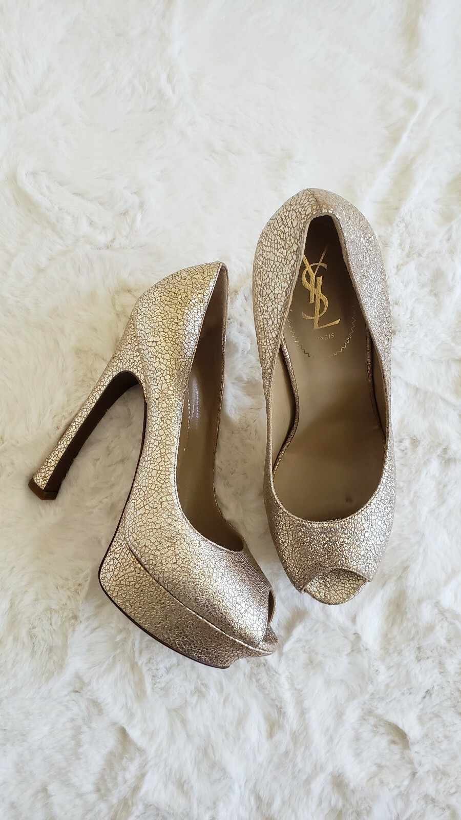 Decolte Saint Laurent Mettalic Peep Toe taglia 41