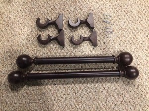 1 Espresso Cherry Brown Wood Curtain Rod Holders New Complete