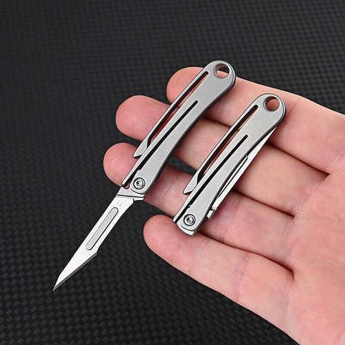 Titanium Utility Knife Scalpel Blade Pocket EDC Survival Keychain Camping Travel - Picture 12 of 12