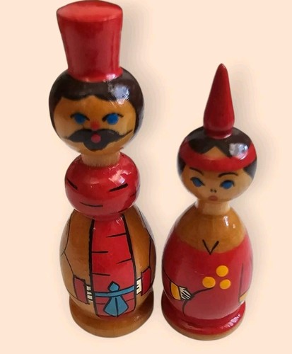 Seltene Vintage Schachfiguren ethnische russische NISTPUPPEN Volk Holz ALTE UDSSR BOX - Bild 2 von 24