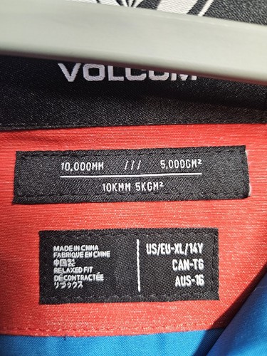 Volcom Snowboarding Ski Jacket Hooded Womens Size XL Red Blue Winter Coat - Picture 10 of 13