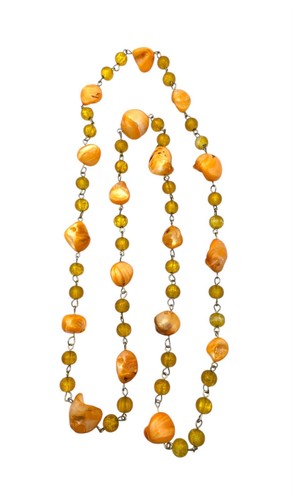 Vintage Orange Abalone Nugget Shell & Yellow Lucite Beaded Necklace 36" Retro - Bild 7 von 24