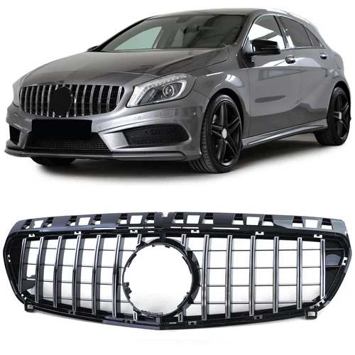 Griglia Sport Panamerica NERA Lucida cromata per Mercedes Classe A W176 12-15 - Foto 3 di 6