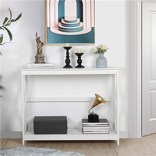 Tavolo Consolle da Ingresso Mobile da Soggiorno Tavolino Stretto Credenza Bianco - Foto 11 di 12