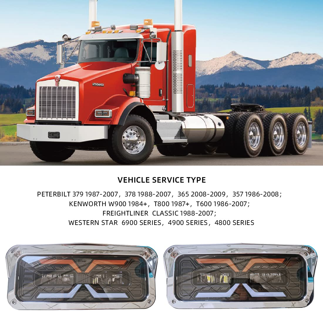 VICTOCAR Full Led Headlights Projector Set for WESTERN STAR 4900 6900 PETERBILT eBay