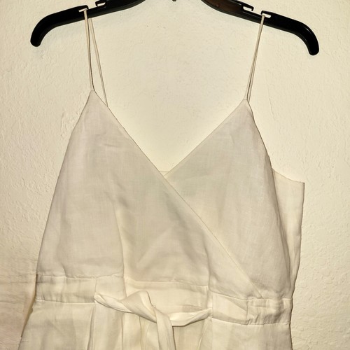 Banana Republic Damen weiß Leinen Spaghettiträger langes plissiertes Sommerkleid Größe 6 - Bild 5 von 8
