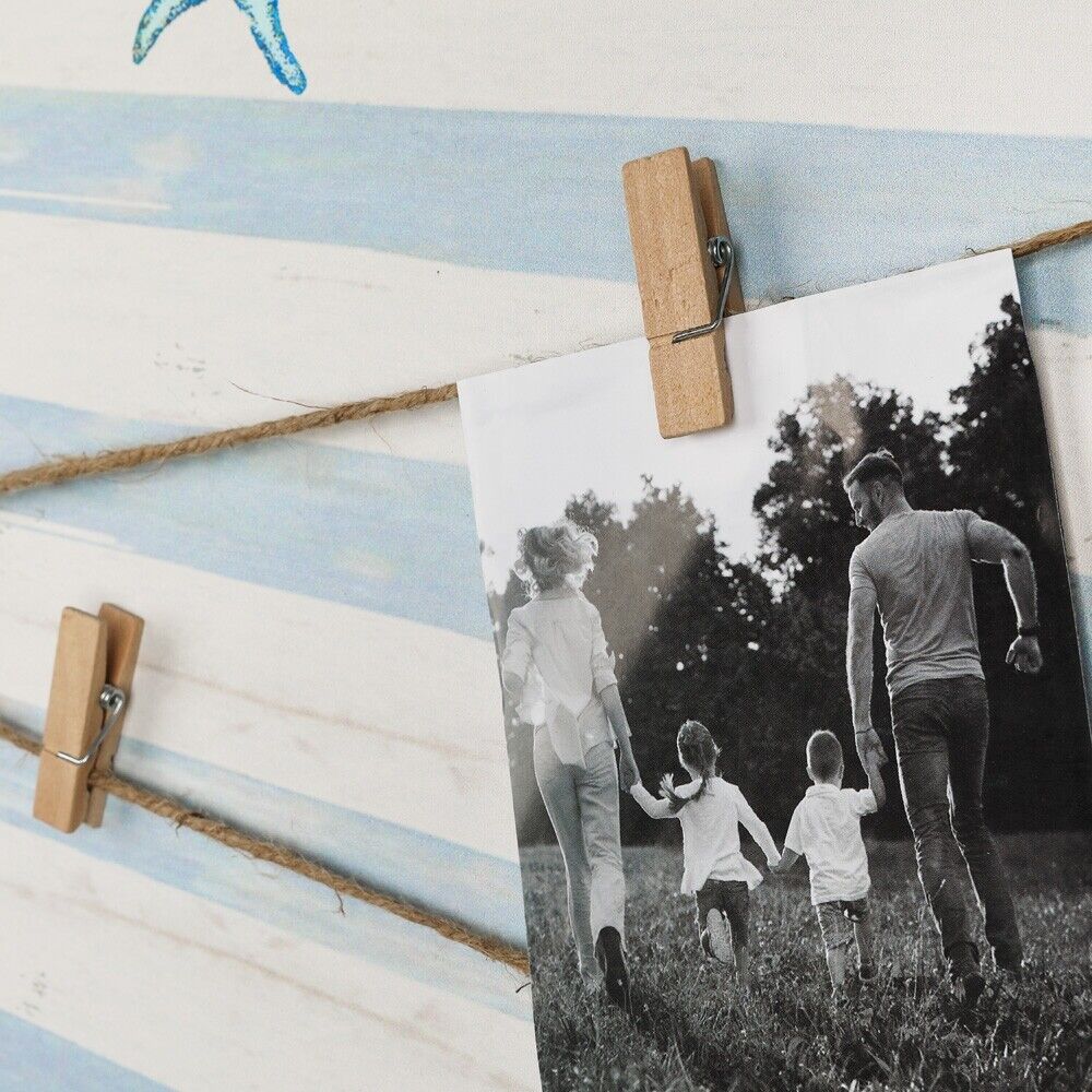 Galerie HOME 100 x 40 cm Fotowand Bilder Wandcollage Dekoration Holz Klammern