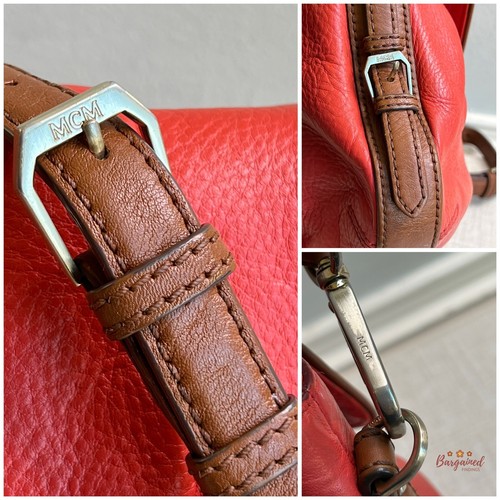 Authentic MCM Orange Monogram Embossed Leather Small Flap Shoulder/Crossbody Bag - Picture 6 of 13