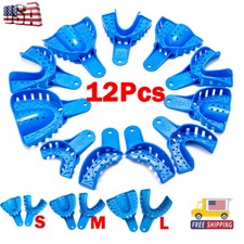 12Pcs Dental Plastic Impression Trays Upper/Lower trays S/M/L/Anterior/Quadrant