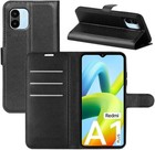For XIAOMI REDMI A1 PLUS FLIP BOOK CASE LUXURY PU LEATHER BLACK WALLET STAND