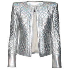 BALMAIN PARIS Quilted HOLOGRAM Jacket Silver ...