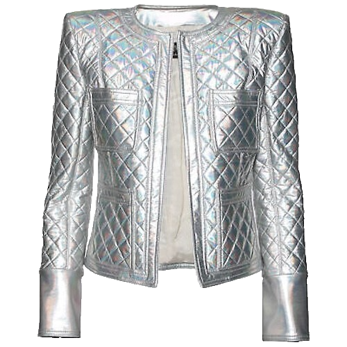 BALMAIN Quilted HOLOGRAM Jacket Silver Rainbow IRIDESCENT Blazer Designer - Picture 1 of 24