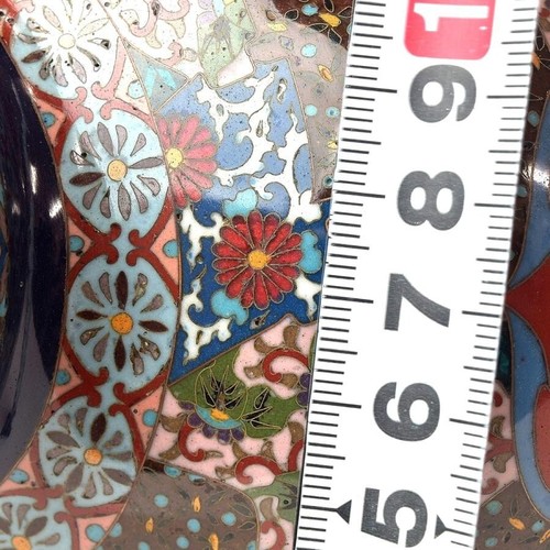 Japanese Cloisonne Vase Meiji period Flower Bird Phoenix H21.2 cm W658g - Picture 10 of 10