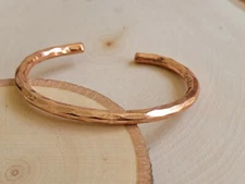 Hammered Solid Copper Cuff - Pure Copper Arthritis Therapy Adjustable Bracelet