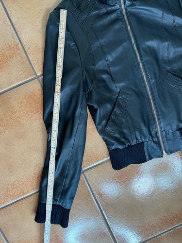Vintage Y2K Genuine leather Moto jacket size Xs soft goth biker Leopard Lining - Picture 13 of 18