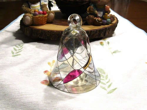 VTG Art Euroglass Mosaic Bell  Blown Glass-Stained - Picture 1 of 8