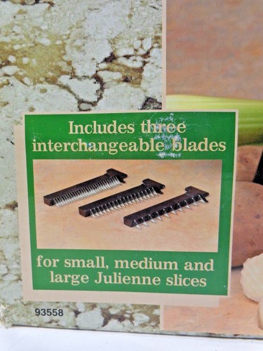MANDOLINE SLICER with 3 Julienne Blades Black Stainless Acme Intl 93558 - Picture 8 of 11