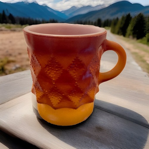 Vintage Anchor Hocking Fire King Kimberly Diamond Red-Orange Coffee Mug/Retro