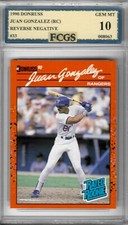 1990 Donruss Juan Gonzalez RC #33 Reverse Negative Graded FCGS 10 GEM MINT!!!