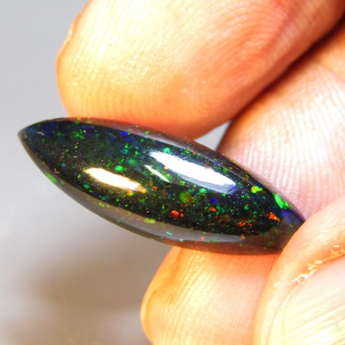 4.31Cts Natural Color Play Ethiopian Black Opal Marquise Cabochon Loose Gemstone - Picture 5 of 5