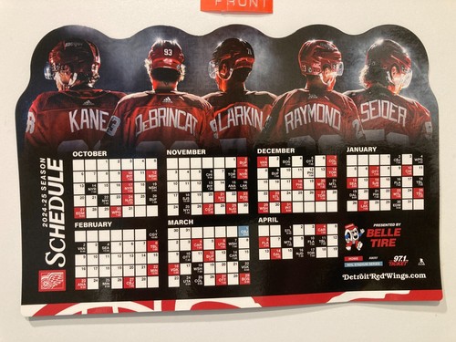 NHL DETROIT RED WINGS 2024-25 MAGNET SCHEDULE 6" X 9" FIVE PLAYERS PICTURED-NEW - Picture 3 of 3