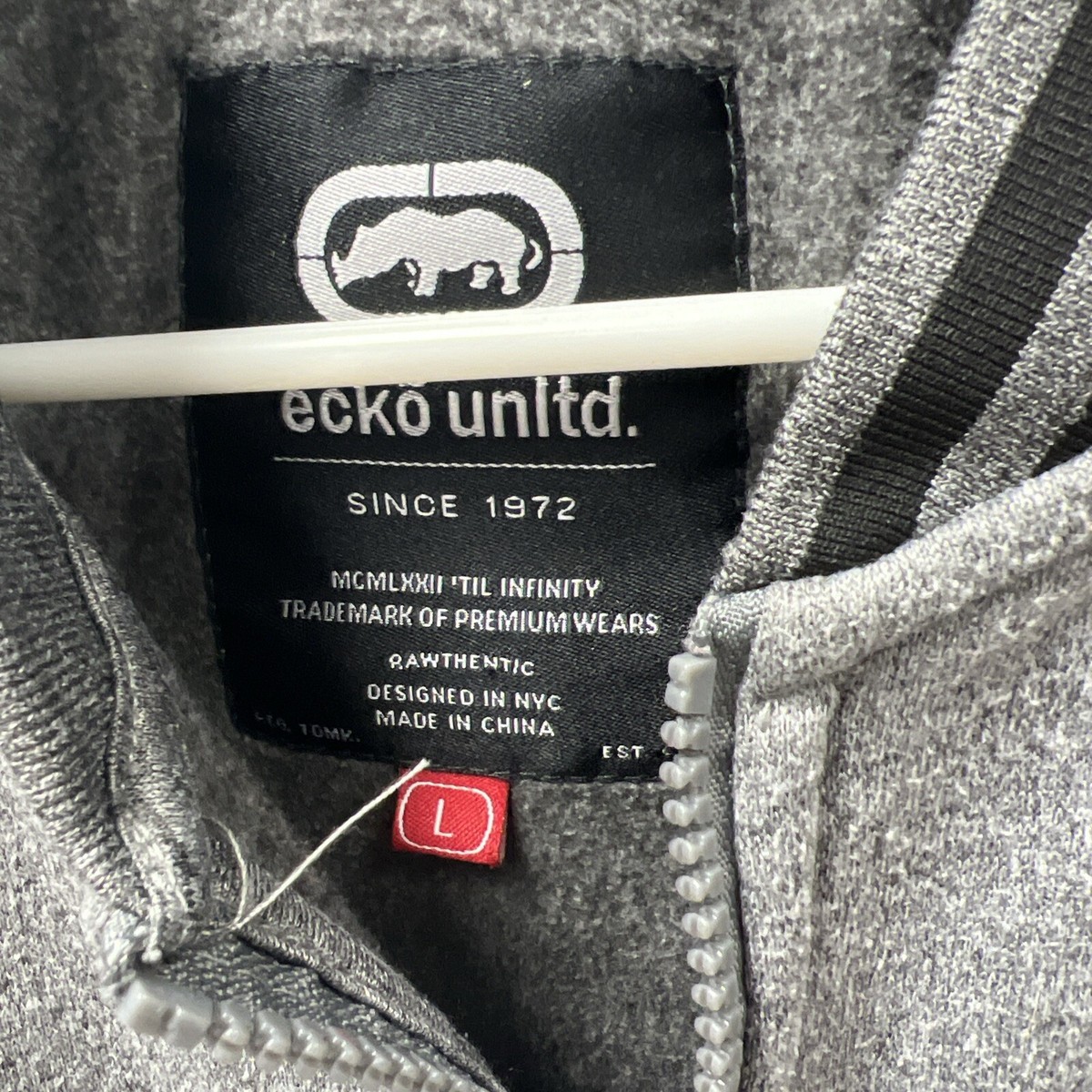 Ecko Unltd Jacket Mens Large Gray Black Track Full Zip Logo Hip