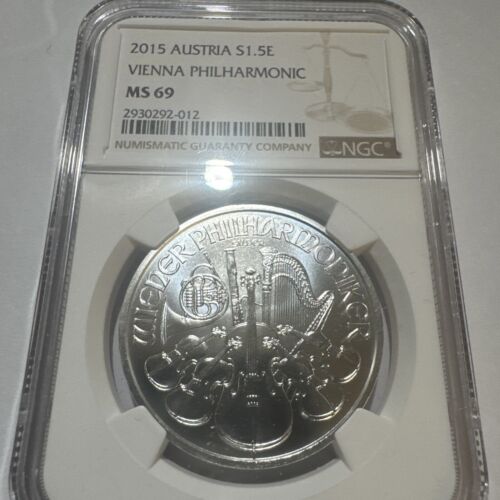 2015 Silver Austria Vienna Philharmonic Music 1.5 Euro NGC MS69