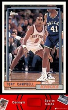 1992 Topps #391 Tony Campbell New York Knicks Basketball Card