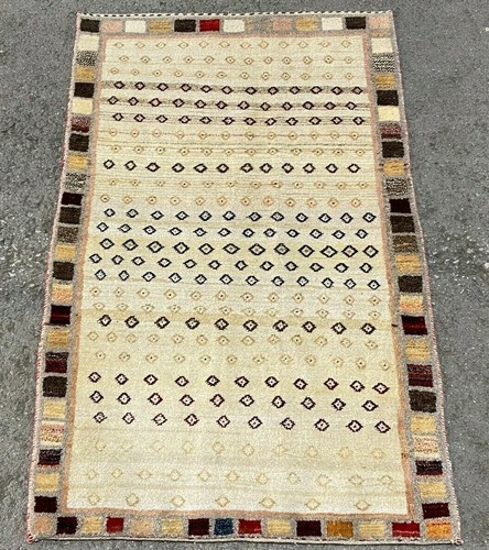 FINE WOOL GABBEH RUG HAND MADE THICK PERSIAN CREAM CARPET CLEAN 5'5" X 3'4" - Picture 2 of 12
