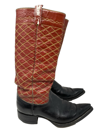 Vintage Goodrich Euzkadi Men's Geometric Stitched Cowboy Boots Size 10