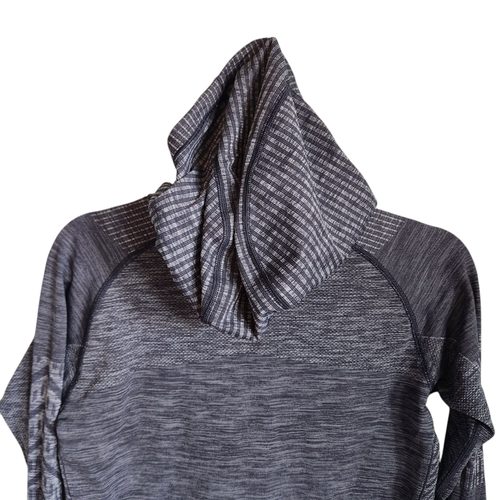 Lululemon Shirt grau grey 8 Damen Rest Less Hoodie Streifenmuster Taschen Run - Bild 7 von 9