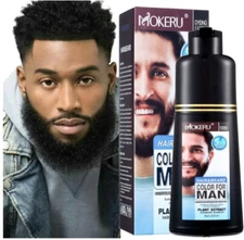 Mokeru Men 2 in1 Beard & Mustache Natural Hair Color Shampoo Permanent Black Dye