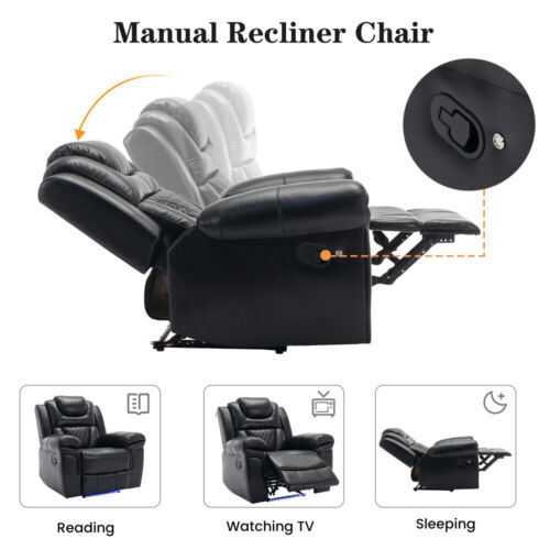 3 Pieces Recliner Sofa Sets Home Theater Seating Manual Recliner Chair - Picture 5 of 21
