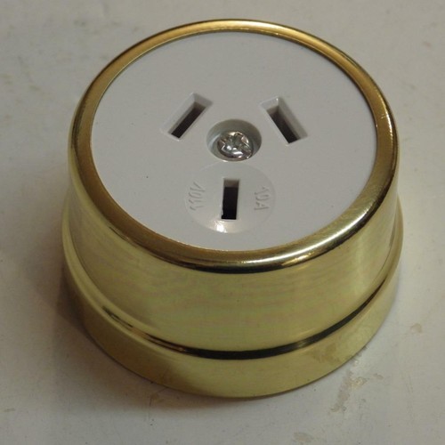 Latón pulido clásico eléctrico Heritage toma de corriente cara blanca 56 PB W - Imagen 1 de 5