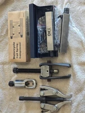 Lot of 4 Auto Tools Motorcycle Coil spring Compressor, Bearing/Pully Puller,