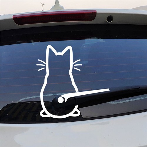 Moving Tail Cat Window Wiper Funny Car Sticker Decals Rear Windshield Stick - Picture 1 of 8