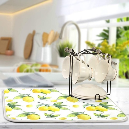 Lemon Dish Drying Mat Absorbent Reversible Drying Pad Dish Drainer Rack Mat f... - Picture 6 of 8