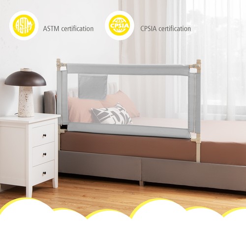 57" Bed Rails for Toddlers Vertical Lifting Baby Bed Rail Guard with Lock Grey - Picture 4 of 12
