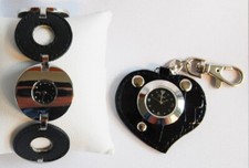 Neu Modeuhr Damenuhr Damen Uhren Set schwarz Geschenk-Box Batterie leer 7602109