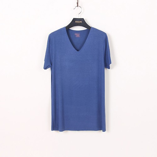 Men Bamboo Fiber T-Shirt Summer Classic V-neck Short Sleeve Casual Seamless Tops - Picture 15 of 18
