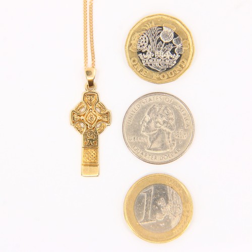 Vintage 9ct Celtic Iona Cross Pendant 18" Hallmarked Yellow Gold Necklace Boxed - 第 15/15 張圖片