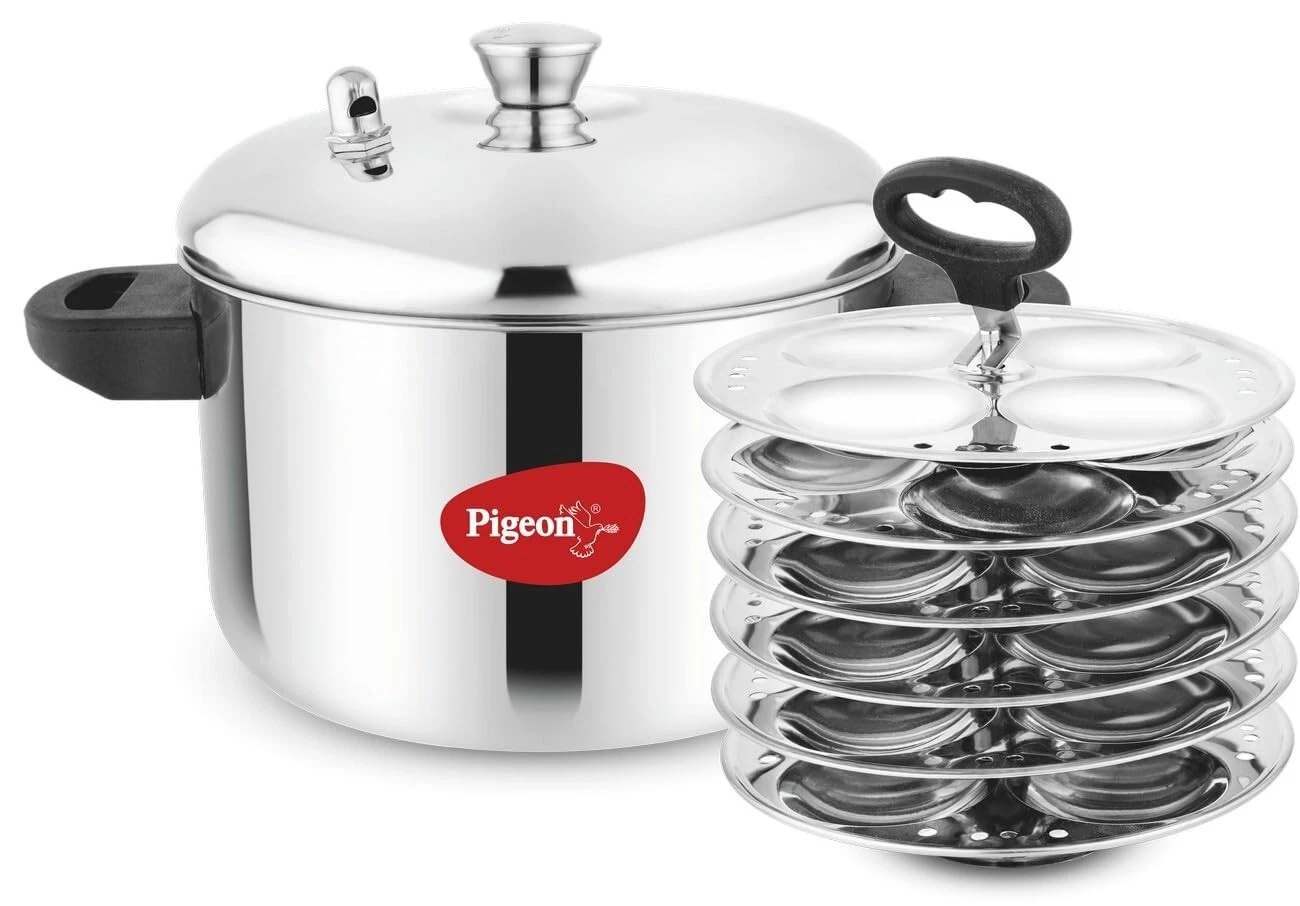 Stainless Steel Idly Maker 6 Plates Compatible with Induction and Gas Stove AUTH