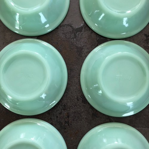 Vintage 6 Feuerkönig Jadeit Dessertschalen Lotus & geteilter Teller - Bild 9 von 14