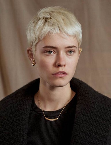 Blonde kurze Pixie-Perücken Echthaar-Perücke weich Mode hitzesicher natürlich aussehen - Bild 4 von 19