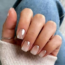 Chrome Ombre Press On Nails - Short Square - 30 Pcs Glazed - Pink