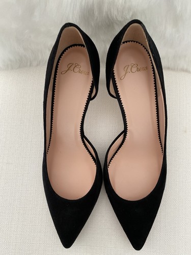 J Crew Heels Black Suede Size 7 Colette D'Orsay Pumps Made in Italy - Picture 5 of 10