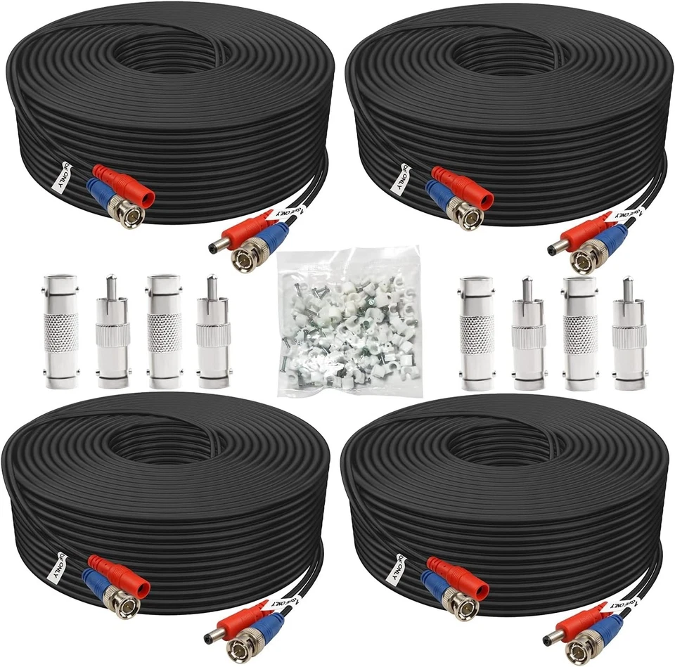 High-Quality 200ft BNC Cable Bundle - 4 Pack with Adapters & Tangle-Free Design - Image 3 of 4